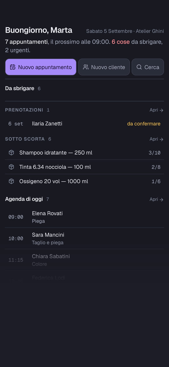 ViGest sullo smartphone: riepilogo della giornata, cose da sbrigare e agenda.